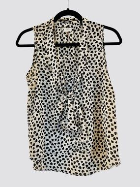 Marisol Women’s Sleeveless Sheer Top Blouse Ivory Black Hearts Size: Medium